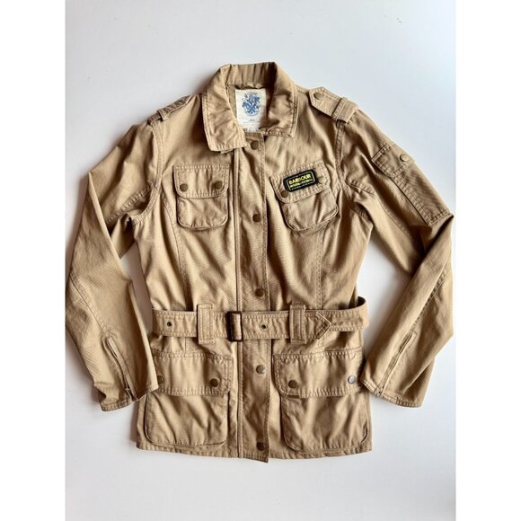 BARBOUR Tan Cotton Washed Twill International Belted Field Jacket, Size 6 - Picture 5 of 16
